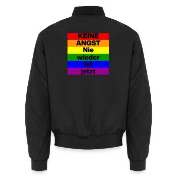 KEINE ANGST NIE WIEDER IST JETZT,  NO NZS, NO AFD - Unisex Bomberjacke - Schwarz - Hinten - AI Model Male 185 light (185cm)