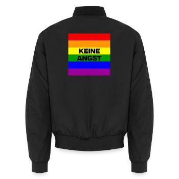 KEINE ANGST VOR FASCHISTEN, NO NZS, NIE WIEDER - Unisex Bomberjacke - Schwarz - Hinten - AI Model Male 185 light (185cm)