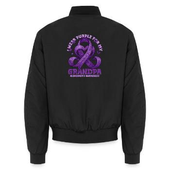 Grandpa – Alzheimer's Education - Unisex Bomber Jacket - black - Back - AI Model Male 185 light (185cm)