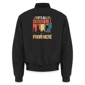 Hiking Mountain Trail Backpacking Outdoors Wildern - Unisex Bomberjacke - Schwarz - Hinten - AI Model Male 185 light (185cm)