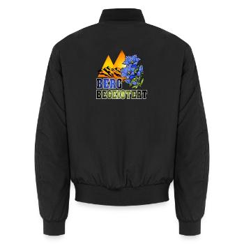 Bergbegeistert-Enzian - Unisex Bomberjacke - Schwarz - Hinten - AI Model Male 185 light (185cm)