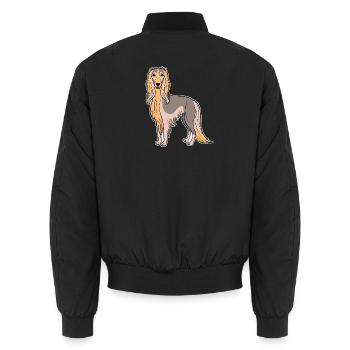 Afghan Hound (comic) - Unisex Bomber Jacket - black - Back - AI Model Male 185 light (185cm)