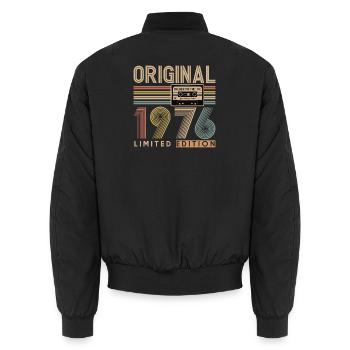 50e anniversaire, 50 ans - Bomber unisexe - noir - Dos - AI Model Male 185 light (185cm)
