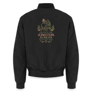 Cousinen sind Schwestern Design - Unisex Bomberjacke - Schwarz - Hinten - AI Model Male 185 light (185cm)