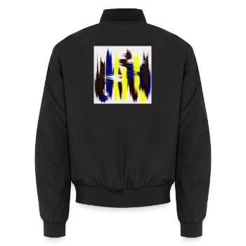 Énergie abstraite bleu et jaune - Bomber unisexe - noir - Dos - AI Model Male 185 light (185cm)