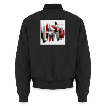 Abstraction Rouge Noir Gris - Bomber unisexe - noir - Dos - AI Model Male 185 light (185cm)