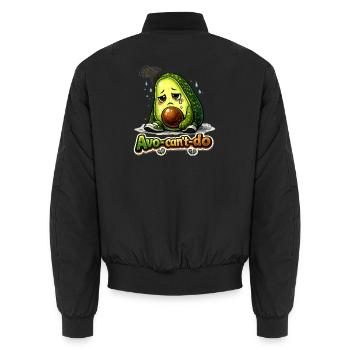 Sad Avocado Avo-can't-do Funny Pun - Unisex Bomber Jacket - black - Back - AI Model Male 185 light (185cm)