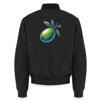 Stylized Olive Emerald - Unisex Bomber Jacket - black - Back - AI Model Male 185 light (185cm)
