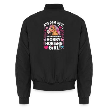 Hobby Horsing Girl Steckenpferd Pony Reiten Pferde - Unisex Bomberjacke - Schwarz - Hinten - AI Model Male 185 light (185cm)