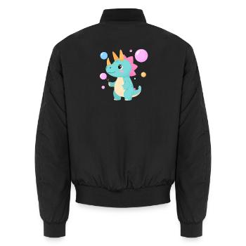 Dinosaures de bande dessinée jouant avec des bulles de savon – Mignon - Bomber unisexe - noir - Dos - AI Model Male 185 light (185cm)