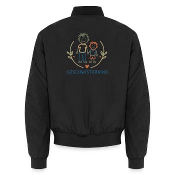 Geschwisterkind Brüder Illustration - Unisex Bomberjacke - Schwarz - Hinten - AI Model Male 185 light (185cm)