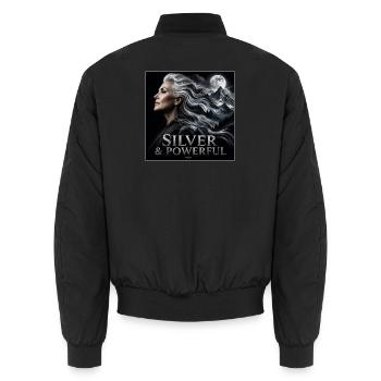 Pouvoir de la Sœur Argentée Fière des Cheveux Gris - Bomber unisexe - noir - Dos - AI Model Male 185 light (185cm)