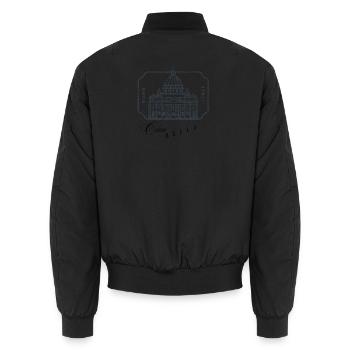 Rome Basilica Stamp Art - Unisex Bomber Jacket - black - Back - AI Model Male 185 light (185cm)
