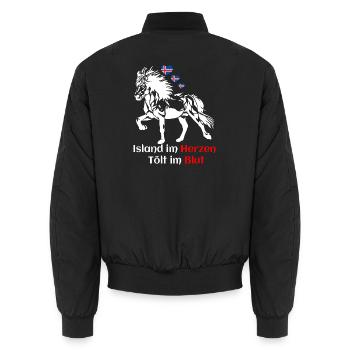 Island im Herzen Tölt im Blut - Islandpferdefans - Unisex Bomberjacke - Schwarz - Hinten - AI Model Male 185 light (185cm)