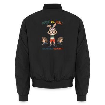 Hase vs. Igel Teamwork - Unisex Bomberjacke - Schwarz - Hinten - AI Model Male 185 light (185cm)