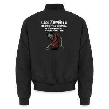Les Zombies Bouffent Du Cerveau Ne Vous Inquiet... - Bomber unisexe - noir - Dos - AI Model Male 185 light (185cm)