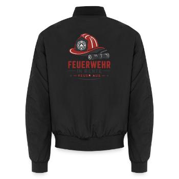 Feuerwehr in Rente Feuer aus – Ruhestand Design - Unisex Bomberjacke - Schwarz - Hinten - AI Model Male 185 light (185cm)