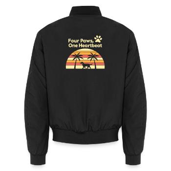 Four paws and sunset dog design - Unisex Bomber Jacket - black - Back - AI Model Male 185 light (185cm)