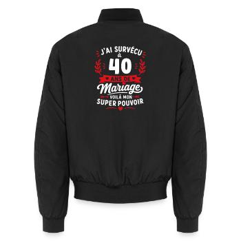 Survivant du mariage à 40 ans - Bomber unisexe - noir - Dos - AI Model Male 185 light (185cm)