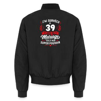 Survivre à 39 ans de mariage - Bomber unisexe - noir - Dos - AI Model Male 185 light (185cm)