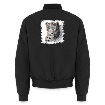 Schneeleopard Durchbruch Design - Unisex Bomberjacke - Schwarz - Hinten - AI Model Male 185 light (185cm)