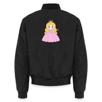 Princesse à la couronne et robe rose – Conte de fées - Bomber unisexe - noir - Dos - AI Model Male 185 light (185cm)