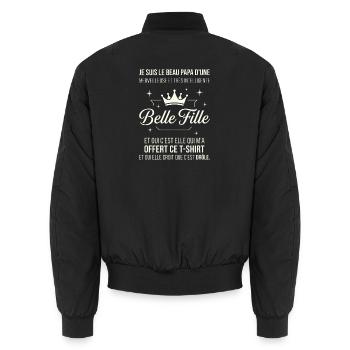Beau Papa Merveilleuse Belle Fille Drôle - Bomber unisexe - noir - Dos - AI Model Male 185 light (185cm)