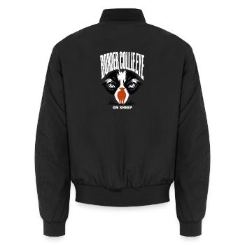 Border Collie Geschenke, Border Collie Blick auf Schafe - Unisex Bomberjacke - Schwarz - Hinten - AI Model Male 185 light (185cm)