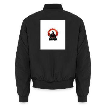 Flame Circle Samurai Mediation - Unisex Bomber Jacket - black - Back - AI Model Male 185 light (185cm)