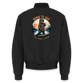 Bear SUP Paddleboard Board Stand Up Paddle Supboard - Unisex Bomber Jacket - black - Back - AI Model Male 185 light (185cm)