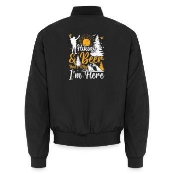 Hiking & Beer that's why i'm here - Funny Hiking - Unisex Bomber Jacket - black - Back - AI Model Male 185 light (185cm)