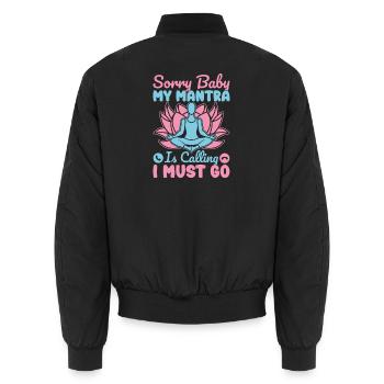 Le mantra du yoga m’appelle Je dois faire du yoga drôle - Bomber unisexe - noir - Dos - AI Model Male 185 light (185cm)