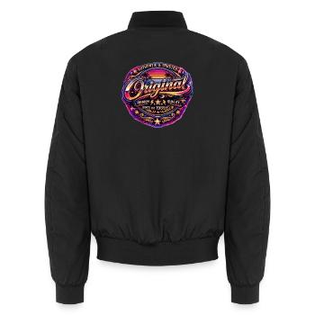 Insigne rétro des années 1980 Neon Synthwave Original 1989 - Bomber unisexe - noir - Dos - AI Model Male 185 light (185cm)