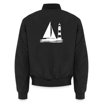 Sail - Unisex Bomber Jacket - black - Back - AI Model Male 185 light (185cm)