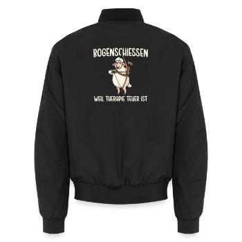 Bogenschießen Weil Therapie Teuer Ist - Unisex Bomberjacke - Schwarz - Hinten - AI Model Male 185 light (185cm)