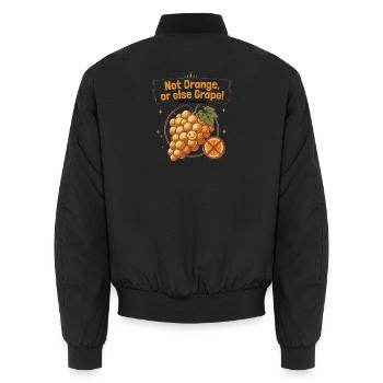 Not Orange, or Else Grape! — Amber Wine - Unisex Bomber Jacket - black - Back - AI Model Male 185 light (185cm)