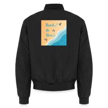 Plage pastel et vagues azur - Bomber unisexe - noir - Dos - AI Model Male 185 light (185cm)
