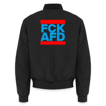FCK AFD, NIE WIEDER IST JETZT, NO NZS, NO AFD - Unisex Bomberjacke - Schwarz - Hinten - AI Model Male 185 light (185cm)