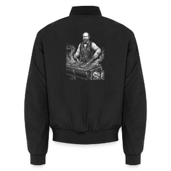 James A Grilling BBQ - Unisex Bomber Jacket - black - Back - AI Model Male 185 light (185cm)