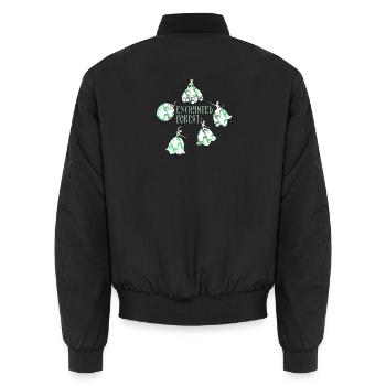 Enchanted Forest – Dancing Lily of the Valley - Unisex Bomber Jacket - black - Back - AI Model Male 185 light (185cm)