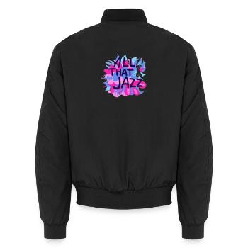 All That Jazz Musik Blumen Design - Unisex Bomberjacke - Schwarz - Hinten - AI Model Male 185 light (185cm)