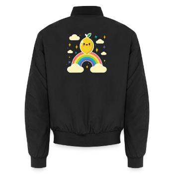 Kawaii Zitronenregenbogen - Unisex Bomberjacke - Schwarz - Hinten - AI Model Male 185 light (185cm)