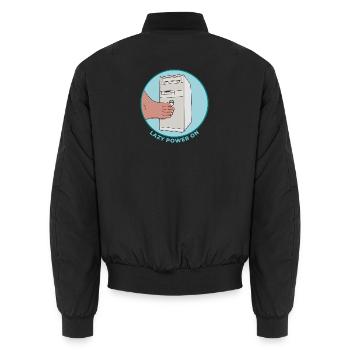 Faule Macht auf Retro-PC Tower Toe Press Lustige Technik - Unisex Bomberjacke - Schwarz - Hinten - AI Model Male 185 light (185cm)