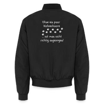 OHNE KATZENHAARE, KATZE, CATLOVER, KATZEN, CAT - Unisex Bomberjacke - Schwarz - Hinten - AI Model Male 185 light (185cm)