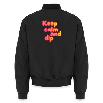 Keep calm and dip - Unisex Bomberjacke - Schwarz - Hinten - AI Model Male 185 light (185cm)