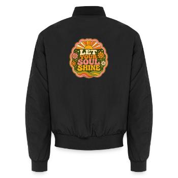 Let Your Soul Shine - Unisex Bomber Jacket - black - Back - AI Model Male 185 light (185cm)