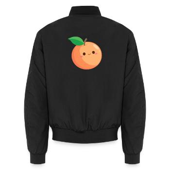 Kawaii Peach - Unisex Bomber Jacket - black - Back - AI Model Male 185 light (185cm)