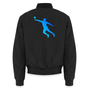 Fistball Playing Gift Idea for a Ball Athlete - Unisex Bomber Jacket - black - Back - AI Model Male 185 light (185cm)