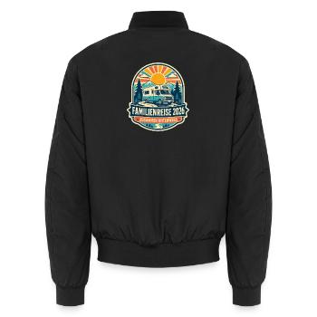Familienreise 2026 Camper Vintage - Unisex Bomberjacke - Schwarz - Hinten - AI Model Male 185 light (185cm)