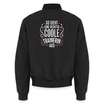 So sieht eine coole Trainerin aus - Unisex Bomberjacke - Schwarz - Hinten - AI Model Male 185 light (185cm)